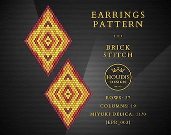 Brick Stitch Earrings Pattern PDF: Miyuki Seed Bead Jewelry Tutorial