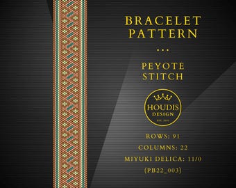 Peyote Bracelet Pattern, Miyuki Delica Seed Bead Weaving (PDF)