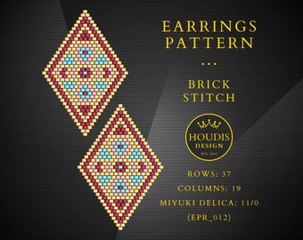 Brick Stitch Earrings Pattern PDF: Miyuki Seed Bead Jewelry Tutorial