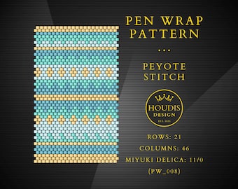 Peyote Stitch Pen Wrap Pattern, Miyuki Delica Seed Bead (PDF)