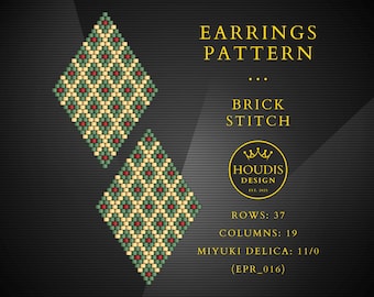 Brick Stitch Earrings Pattern PDF: Miyuki Seed Bead Jewelry Tutorial
