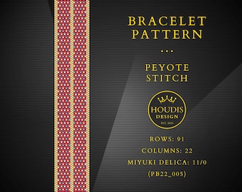 Peyote Bracelet Pattern, Miyuki Delica Seed Bead (PDF)