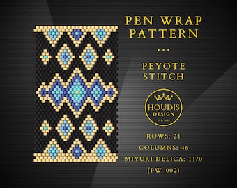 Peyote Pen Wrap Pattern, Miyuki Delica Seed Bead (PDF)