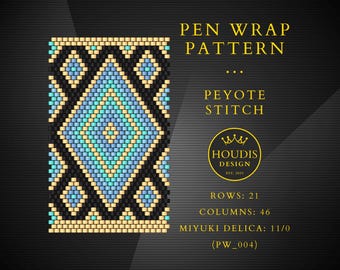 Peyote Stitch Pen Wrap Pattern, Miyuki Delica Seed Bead (PDF)
