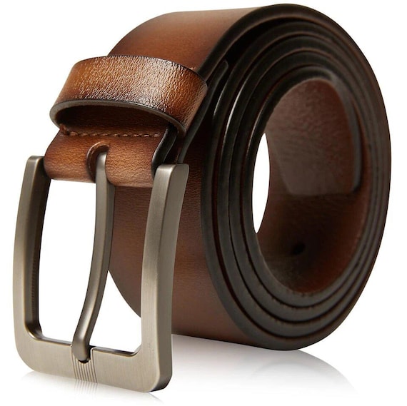 Handcrafted Brown Leather Belt: Personalized Mens Gift
