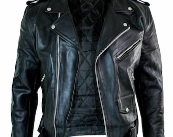 Men's Black Lambskin Leather Biker Jacket: Diamond Quilted, Vintage Style