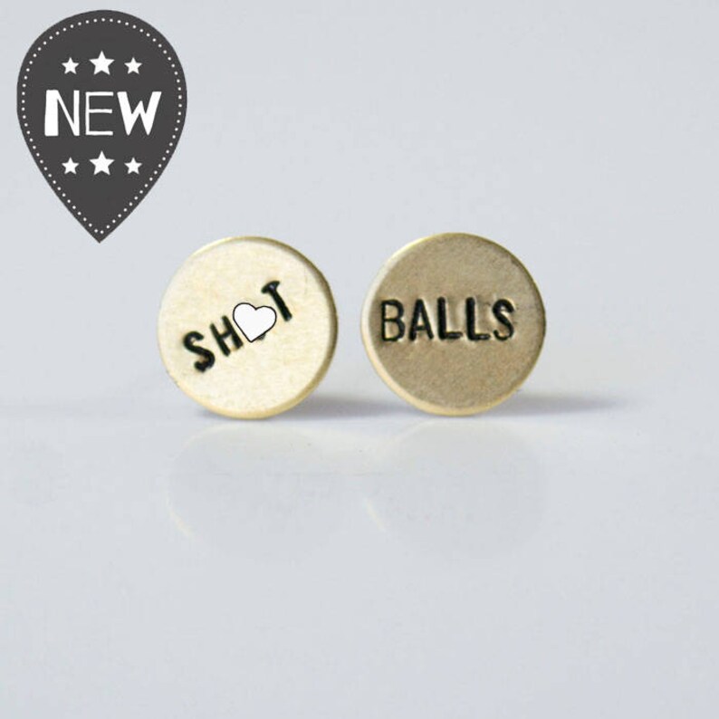 Mature Sht Balls Earrings Bad Word Jewelry Stamped Earrings Etsy