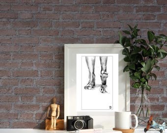 Title 'Little man' ,   art print from original ink painting