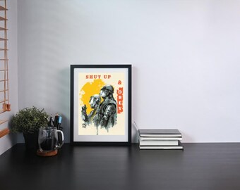 Title ' Shut up and obey ' ,   art print from original ink painting