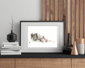 Watercolour Woman Print – Black Pink Expressive Portrait Poster – Modern Wall Decor