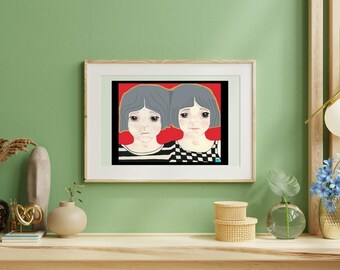 Title ' Twins' , art print from original painting