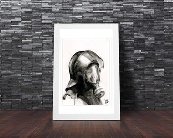 Title ' Cop ' ,   art print from original ink painting