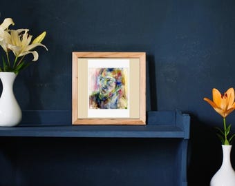 Title ' Look ' ,  coloured aquarelles  art print from original watercolour painting