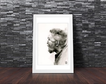 Title ' Protester' ,   art print from original ink painting