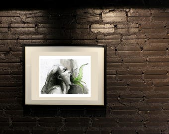 Title ' One with nature ' ,  coloured aquarelles  art print from original watercolour & ink painting