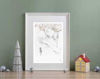 Title ' Sleeping Beauty ' ,  art print from original  painting