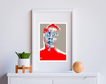 Title ' Red Man' ,  coloured art print from original painting