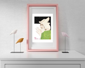 Title ' Wolf' , art print from original painting