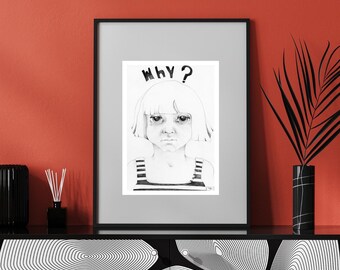Title ' Why ' ,  coloured aquarelles  art print from original painting