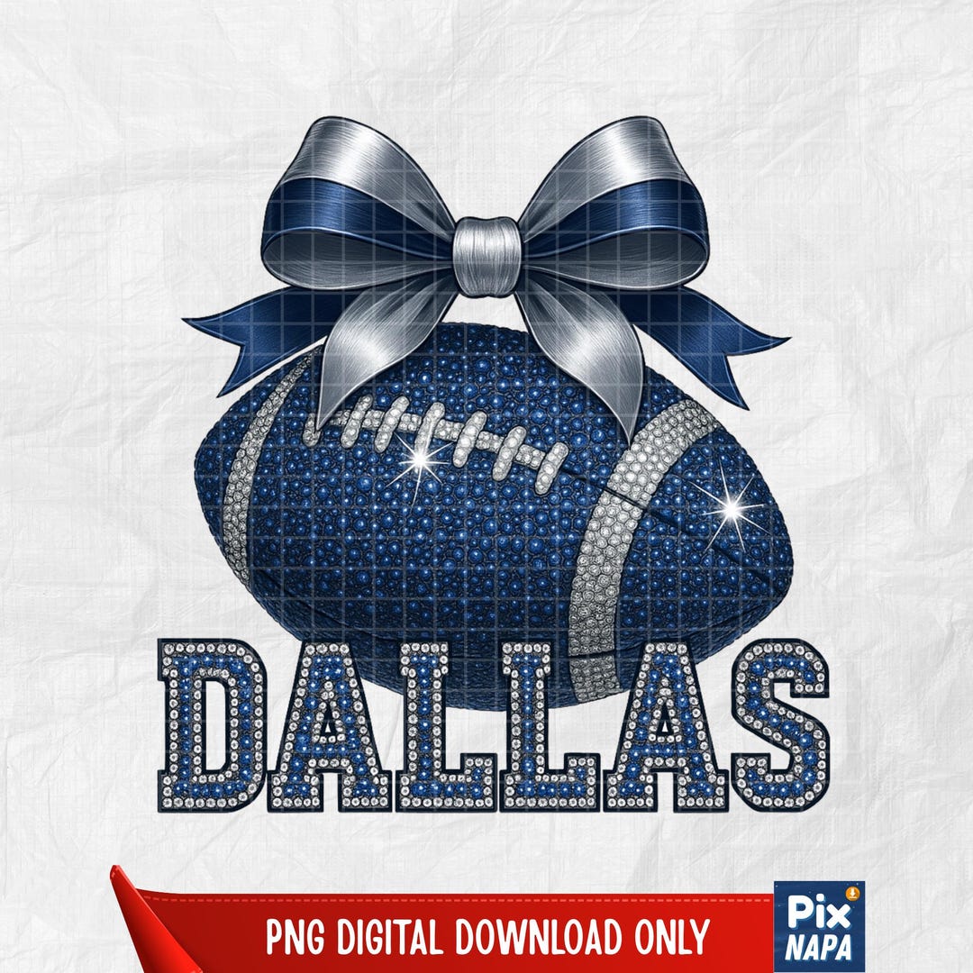 Dallas Rhinestone Football PNG: Blue Jeweled Bow (digital Download) - Etsy