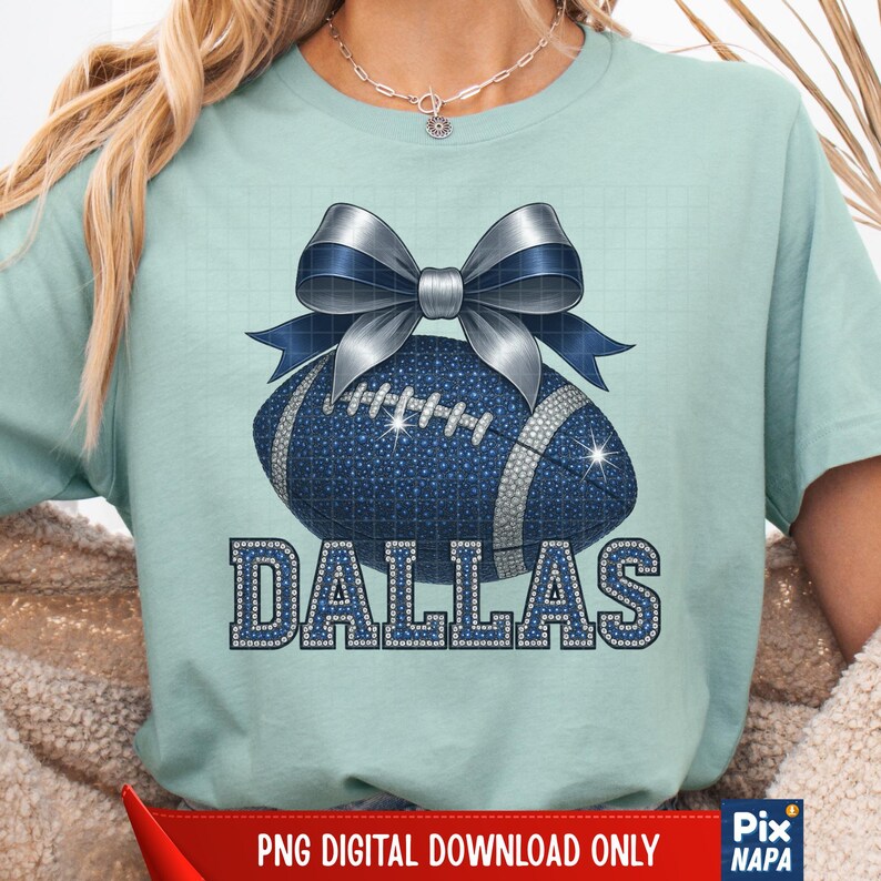 Dallas Rhinestone Football PNG: Blue Jeweled Bow (digital Download) - Etsy