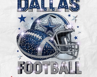 Dallas Football Rhinestone PNG: Glitter Helmet & Ball Clipart (Digital Download)