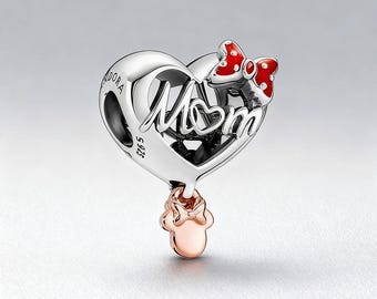 For Pandora Minnie Love Mum Heart Charm Silver Mouse Pendant