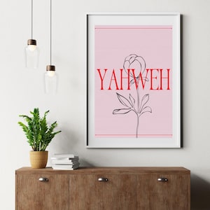 YAHWEH pink and red minimalist A3 Digital Posters Set of 2