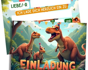 Biglietti d'invito per compleanni per bambini - Biglietti d'invito Dino per compleanni - inviti fantastici per bambini