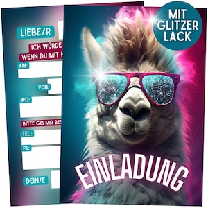 Tarjetas de invitación premium para cumpleaños infantiles - juego de tarjetas con alpaca - tarjetas de invitación de cumpleaños - tarjetas de invitación de alta calidad