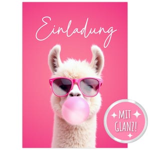 NEW: Birthday invitation Alpaca – special gloss effect Lama invitation cards children’s birthday party for girls – high-quality Alpaca invitations