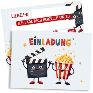 Tarjetas de invitación para cumpleaños infantiles para niñas y niños - 10 piezas Tarjetas de invitación para cumpleaños, cine, película, noche de cine, invitaciones de cine para niños