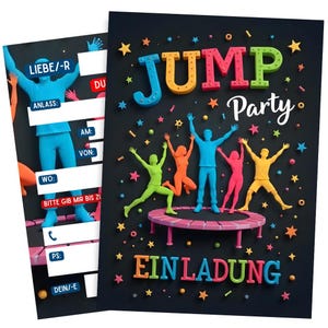 Convites para festa de aniversário infantil Jump Party para meninos e meninas - Convite para cama elástica para aniversário infantil - Castelo inflável para festa infantil