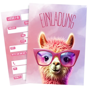 Premium children&#39;s birthday invitation cards for boys & girls - Alpaca - Birthday invitations for children Alpaca - To fill out #65