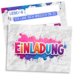 Tarjetas de invitación para cumpleaños infantiles para niñas y niños - Tarjetas de invitación de grafiti para cumpleaños - Invitaciones de grafiti para niños