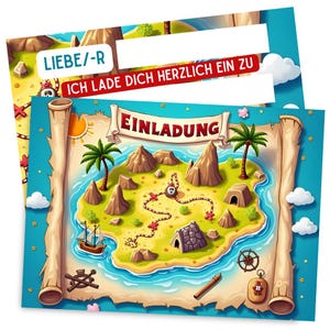 Einladungskarten Kindergeburtstag Mädchen und Jungen - Schatzkarte Einladungskarten Geburtstag - Schatzkarte Einladungen Kinder
