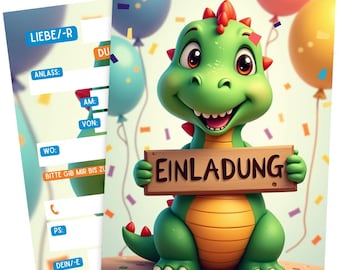 Zaproszenia urodzinowe dla dzieci w wersji premium dla chłopców i dziewczynek - Dino - zaproszenia urodzinowe dla dzieci - wysoka jakość - do wypełnienia #77