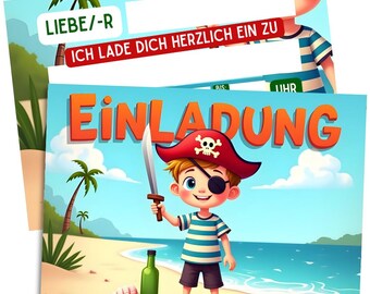 Invitation cards for children's birthdays - Pirate invitation cards for children - Pirate invitations for children