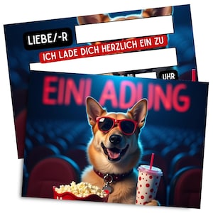 Tarjetas de invitación para cumpleaños infantiles para niñas y niños - Tarjetas de invitación de cine para cumpleaños - Invitaciones de cine para niños