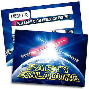 Uitnodigingskaarten voor kinderverjaardagen - Galaxy War-uitnodigingskaarten voor verjaardagen - Sterrenuitnodigingen voor kinderen