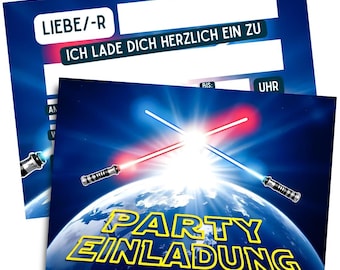 Invitation cards for children's birthdays for girls and boys - Galaxy War invitation cards for birthdays - Stars invitations for children