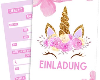 Unicorn invitation cards for children's birthdays - invitation cards for birthdays - invitation cards for unicorn girls - unicorn birthday for girls