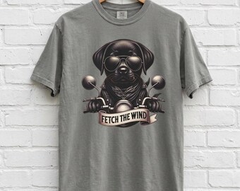 Dog Motorcycle Rider T-Shirt | Garment-Dyed Biker Graphic Tee