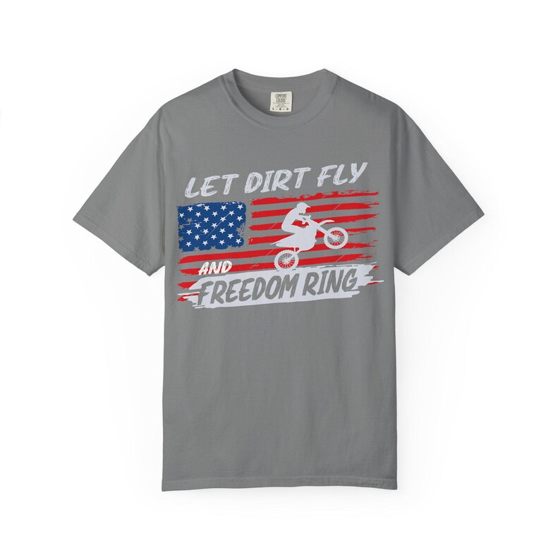 Camiseta de motocross "Let Dirt Fly and Freedom Ring" / Bandera estadounidense imagen 3