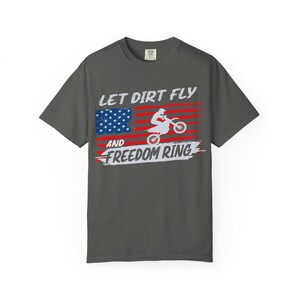 Camiseta de motocross "Let Dirt Fly and Freedom Ring" / Bandera estadounidense imagen 2