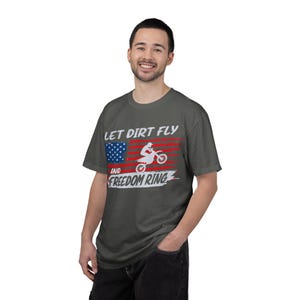 Camiseta de motocross "Let Dirt Fly and Freedom Ring" / Bandera estadounidense imagen 10
