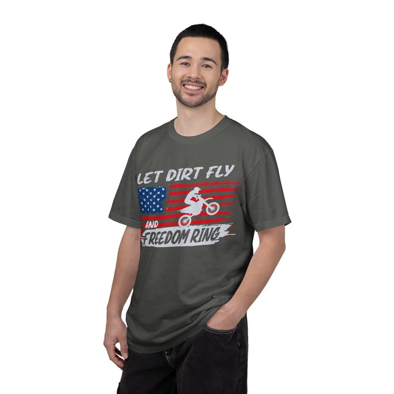 Camiseta de motocross "Let Dirt Fly and Freedom Ring" / Bandera estadounidense imagen 10