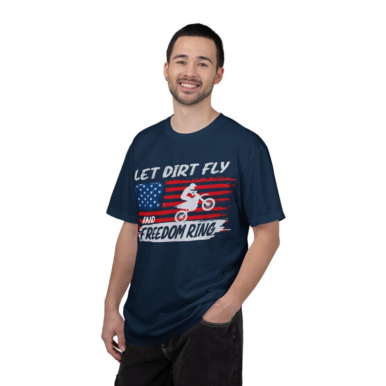 Camiseta de motocross "Let Dirt Fly and Freedom Ring" / Bandera estadounidense imagen 15