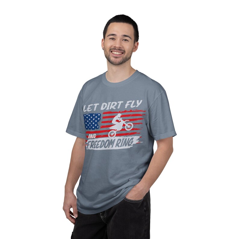 Camiseta de motocross "Let Dirt Fly and Freedom Ring" / Bandera estadounidense imagen 14