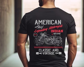 Camiseta de motociclista de estilo clásico vintage: camiseta de algodón teñida en prenda